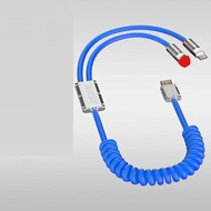 Ecily 2in1 6A 120W loại USB C Cáp lò xo để sạc nhanh cho USB A để Loại-C 8-pin Cáp Micro USB cho i-P