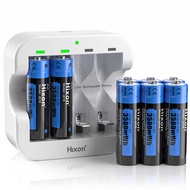 Hixon Rechargeable AA Li-ion Batteries 1.5V High Capacity of 3500mWh Super Durable, Good Energy