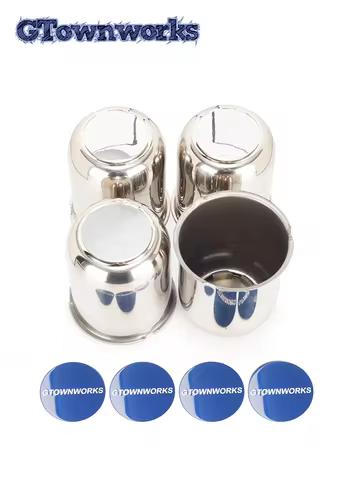 GTownworks 1pc/4pcs 81mm/3.19in Stainless Steel Push-Thru Center Caps For Truck SUV RV Wheel Rim Pus