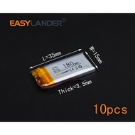 10pcs/Lot 3.7V 180mAh 351535 li Polymer Li-ion Battery Fr bluetooth headset Smart Watch recorder pen