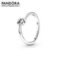 Pandora Clear Tilted Heart Solitaire Ring แหวนเงิน แหวนสีเงิน แหวนแพนดอร่า แพนดอร่า