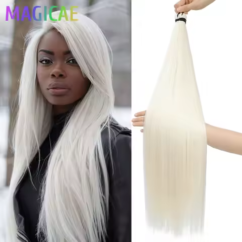 28 Inches 3PCS Ariel Straight Crochet Braids White Silver Gray 56A# Ombre Brown Braiding Bundles Hig