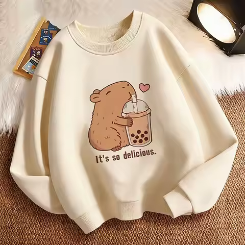 O-neck Y2k It So Delicious Capybara Design Hoodie Kids Children's Sweatshirt Hoody for Boys Girls Au