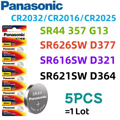 10pcs Original Panasonic CR2032 CR2016 CR2025 SR44 357 SR626SW D377 SR616SW SR621SW D364 364 GP364 3