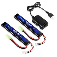 Airsoft Battery 7.4V 1500mAh 35C High Discharge Rate Lipo Battery Pack with Mini Tamiya Plug Recharg