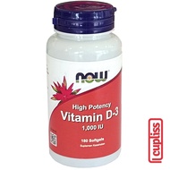 Now Foods Original Vitamin D-3 1000IU 180pcs Supplement D3 1000IU Cupliss KG