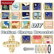 HOTWIND 9mm Stainless Steel DIY Accessories Gold Italian Charm Links Moon Flower Ocean Fashion Jewel