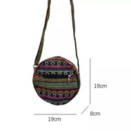 ROUND SLING  bag w/zipper w/lining ethnic bag native bag small bag cp bag