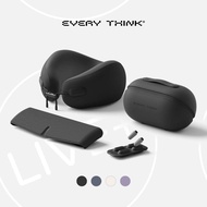EVERYTHINK EV2 Travel Capsule, Obsidian Black | Neck Pillow Set Sleep Mask Earplugs Car Bantal Leher