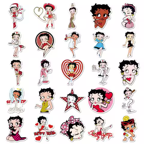 50PCS Animation Betty Boop Cartoon Stickers Graffiti DIY Waterproof Decals Suitcase Laptop Computer 