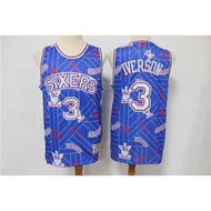 Jersey 76ers IVERSON 76ers No. 3 IVERSON Embroidered Basketball Jersey Swing Tear Tear-Off Limited E