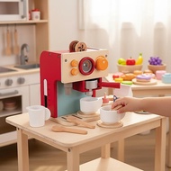 Retro Design Red Toy Coffee Brewer Interactive Features Kids Play Coffee Brewer Set for Preschoolers