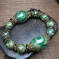 Nine-Eyed Dzi Bracelet First-Line Medicine Master Dzi Bracelet Natural Chalcedony Jade Agate Male Ti