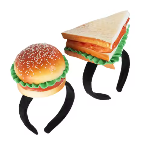 2Pcs Hamburger Headband Burger Hat Mini Food Costume Accessory Sandwich Party Hats Festive Supplies 