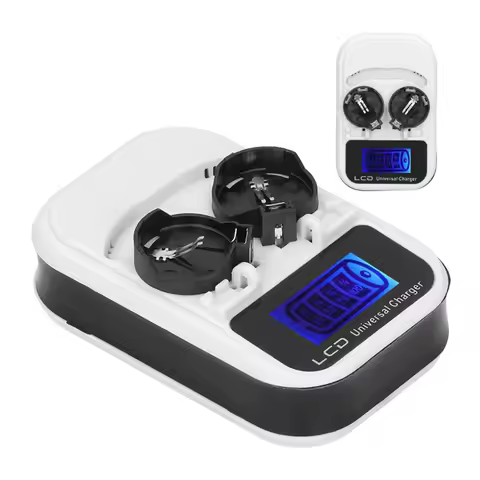 LCD Button Battery Charger ABS Liquid Crystal Display Rechargeable Button Batteries for LIR2016 LIR2