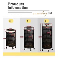 ✗3 4 5 Layer Rotating Kitchen Utility Trolley Cart Shelf Storage Rack Organizer With Wheels Stand