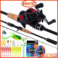 FRRTC 1.6/1.8m Fishing Rod and Reel Set 2 Sections Fishing Rod and Baitcasting Fishing Reel with 50m