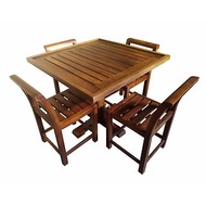 【吉迪市100%全柚木家具】LT-035AS1+BS1 柚木麻將桌椅組