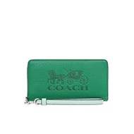 [Coach] Wallet (Long Wallet) FC5889 C5889 Green Multi Horse and Carriage Color Block Embossed Leather Long Zip-up Around Wallet (with Strap) Women [Outlet Product] [Brand]