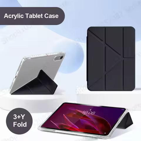 For Lenovo Yoga Tab 11.1 Case with Pen Holder Smart Fold Acrylic Clear Stand Cover For Funda Lenovo 