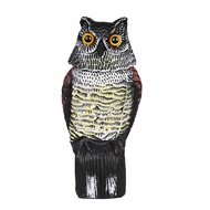 Garden Owl Decoy Weatherproof Owl Scarecrow with 360-Degree Rotating Head Bird Squirrel Deterrent Ow