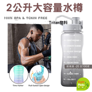 【2公升】Tritan大容量耐高溫水樽, 防漏不含雙酚A的水瓶 (BPA Free) (適合 -20 至100度水溫)