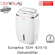 EuropAce EDH 6251S | EDH6251S Dehumidifier. 25L Moisture Removal Capacity. 40m2 Area Coverage.