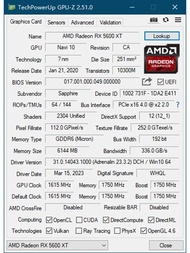 การ์ดจอ Rgghtd แซฟไฟร์ RX5600XT 6G 192Bit GDDR6กราฟิกสำหรับชุด RX5000การ์ดดิสเพลย์พอร์ต RX5600XT ที่ใช้แล้ว SQWFR