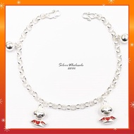 💥PROMO💥#BB186 3D Angel Charm with Red Enamel Baby Anklet-925 Sterling Silver (Original Silver 925)