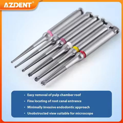 6PCS/Pack AZDENT Dental Root Canal Bur Long Neck Microscope Endo Tungsten Carbide Drill RA 2.35mm Ba