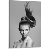 Hair Salon Hair Point Poster Ms. Hairdressing Black and White Poster Sexy Poster Canvas Painting Wal