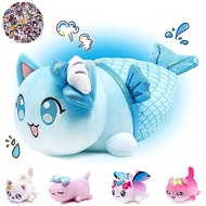 KOWSI 61 PCS 11 inches Mermaid Cat Plush + 60 Sticker Cute Kawaii Cat Plush Collection 100% Polyeste