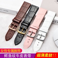 Thin Watch Strap Female Genuine Leather White Substitute Ybor Tissot Count Rossini Watch Strap