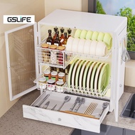 GSlife Kitchen Dish Rack Dish Drainer Dish Cabinet 2/3-Tier Kitchen Countertop Storage Shelf Rack