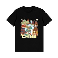 China Beijing Shanghai Souvenir T Shirt 100% Cotton Kaos Baju Unisex Men Women Fashion Cool Casual S