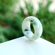 White-Green Jade Ring Glass Material Size 57 mm.