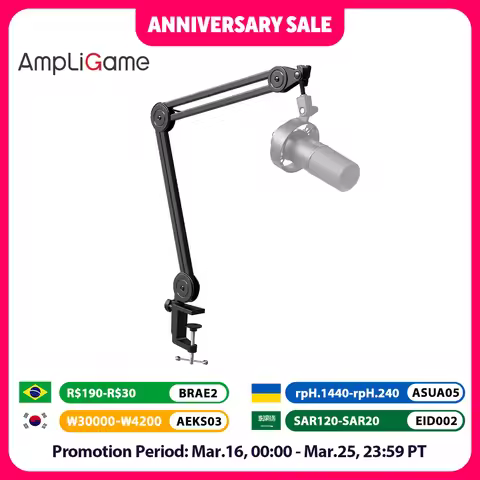 FIFINE Microphone Arm Boom,Suspension Stand-Heavy Duty Boom with Desk Clamp for AM8,Gaming,Streaming