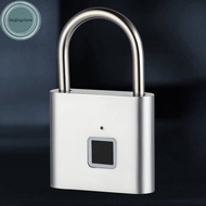 bigbigstore Smart Fingerprint Padlock Waterproof Biometric Fingerprint Keyless Door Lock USB Rechargeable Security Padlock For House Unlock sg