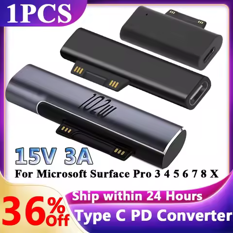 Laptop Notebook Charger Plug Connector for Microsoft Surface Pro X 8 7 6 5 4 3 Go Book to USB Type C