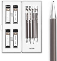 MozArt Mechanical Pencil Set with Case - 4 Sizes: 0.3, 0.5, 0.7 & 0.9 mm with 30 HB Lead Refills Eac