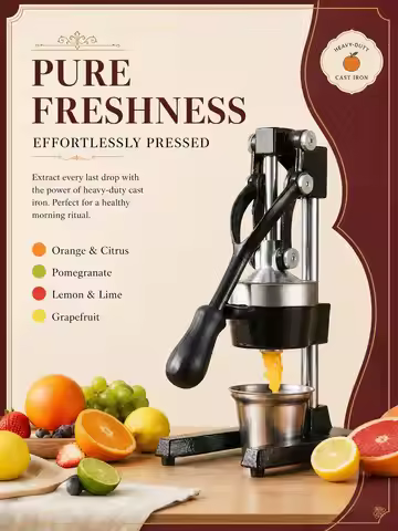 Manual Juicer, Manual Citrus Juicer Press, Heavy Duty Cast Iron Orange Pomegranate Squeezer with 400