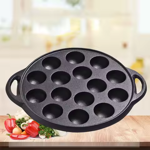Cast Iron Takoyaki Pan 15 Holes Nonstick Grilling Pan Cooking Plate Cooking Grill Baking Pan for Oct