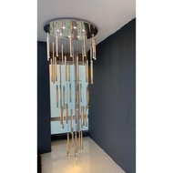 DOUBLE VOLUME HANGING LIGHT / MODERN HIGH CEILING LIGHT / GOLD CYLINDER LAMP/ DESIGNER COLLECTION