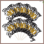 10 Pcs Birthday Cake Decoration 40th Black Insert Paper Cup 20.00X14.00X0.10CM Man shaoyipin