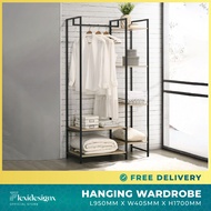 Hanging Open Wardrobe with 5 Tier Shelf Hanging Clothes Closet Flexidesignx NIKKI