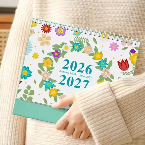 New Cactus Desk Calendar January 2026-June 2027 Standing Flip 2026 Desktop Planner Small Office Supp
