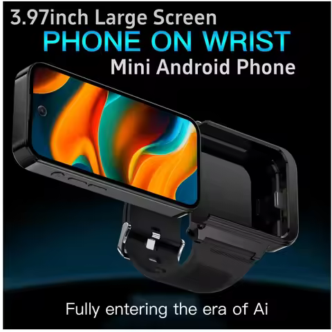 Q999 Android 12.0 Mini Smart Watch Phone 256GB ROM Face Unlock 2700mAh 4G LTE Type-C OTG 3.97‘’ Scre