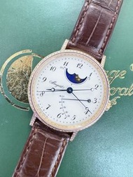 🌈🌈新返貨啦🌈🌈BREGUET Classique 87881🤍原裝白色琺瑯面月相 鑽石圈&腳 連原裝18K玫瑰金摺扣 淨錶 儲鍊顯示🤍💎C1973（廣華街店）