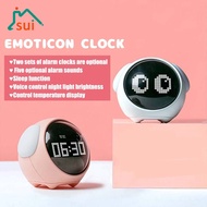Children's Smart Alarm Clock Cute Expression Electronic Table clock with night light Calendar Chargeable digital watch Kids gift