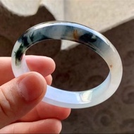 冰種翡翠天然翡翠玉鐲A玉手鐲 玉鈪 • 冰種墨花翡翠貴妃鐲